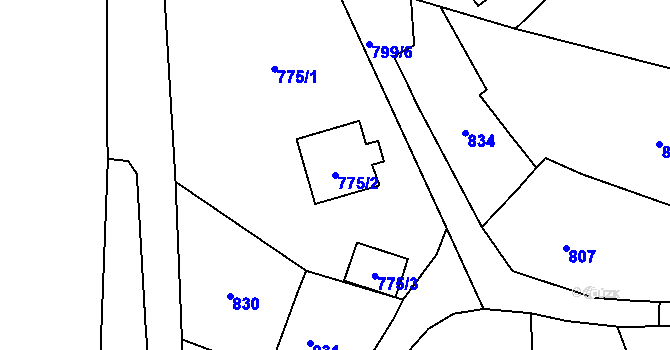 Parcela st. 775/2 v KÚ Raspenava, Katastrální mapa