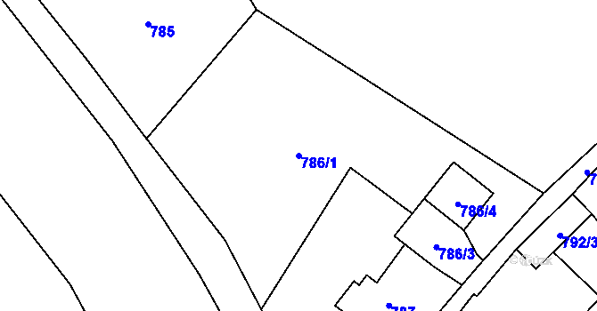 Parcela st. 786/1 v KÚ Raspenava, Katastrální mapa