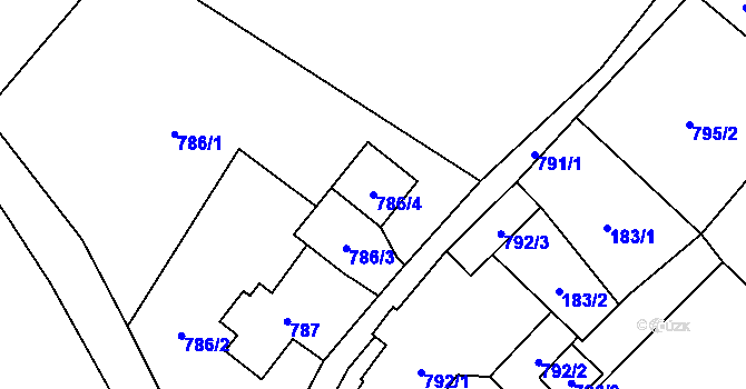 Parcela st. 786/4 v KÚ Raspenava, Katastrální mapa