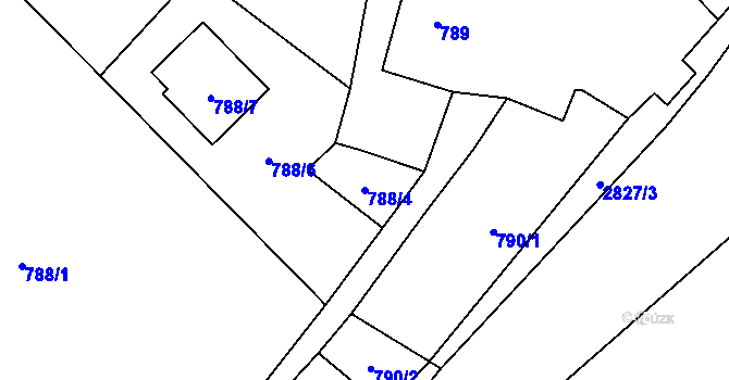 Parcela st. 788/4 v KÚ Raspenava, Katastrální mapa