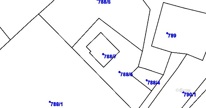Parcela st. 788/7 v KÚ Raspenava, Katastrální mapa