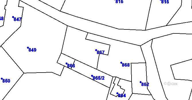 Parcela st. 867 v KÚ Raspenava, Katastrální mapa