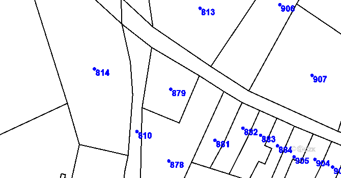 Parcela st. 879 v KÚ Raspenava, Katastrální mapa