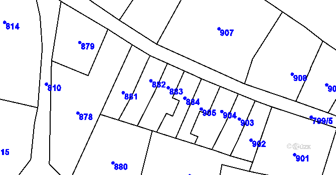 Parcela st. 883 v KÚ Raspenava, Katastrální mapa