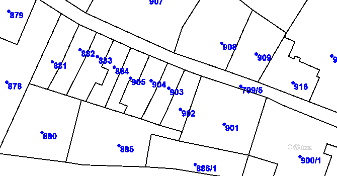 Parcela st. 903 v KÚ Raspenava, Katastrální mapa