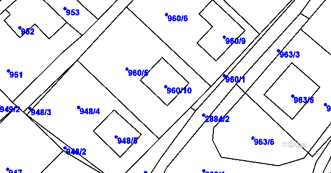 Parcela st. 960/10 v KÚ Raspenava, Katastrální mapa