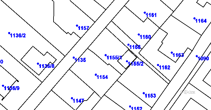 Parcela st. 1155/1 v KÚ Raspenava, Katastrální mapa