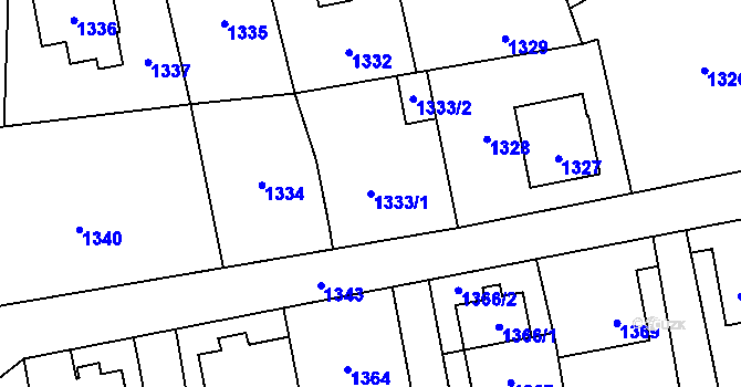 Parcela st. 1333/1 v KÚ Raspenava, Katastrální mapa