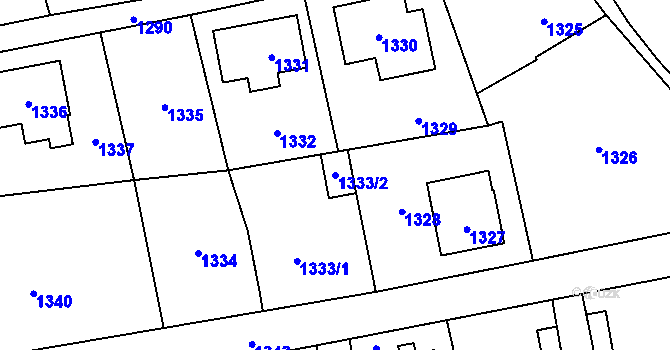 Parcela st. 1333/2 v KÚ Raspenava, Katastrální mapa