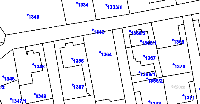 Parcela st. 1364 v KÚ Raspenava, Katastrální mapa