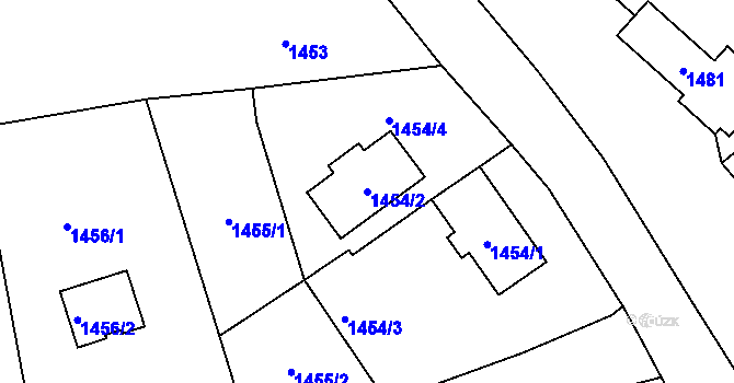 Parcela st. 1454/2 v KÚ Raspenava, Katastrální mapa