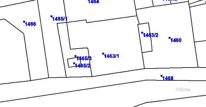 Parcela st. 1463/1 v KÚ Raspenava, Katastrální mapa