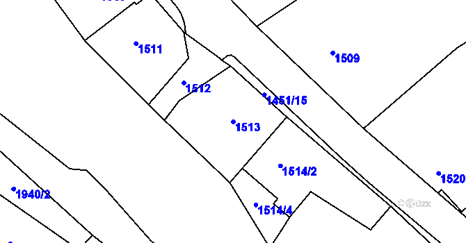 Parcela st. 1513 v KÚ Raspenava, Katastrální mapa