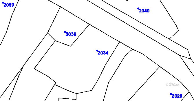 Parcela st. 2034 v KÚ Raspenava, Katastrální mapa