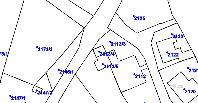 Parcela st. 2113/4 v KÚ Raspenava, Katastrální mapa