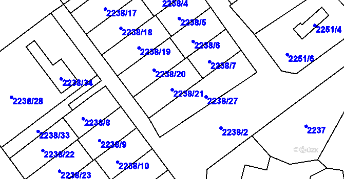 Parcela st. 2238/21 v KÚ Raspenava, Katastrální mapa