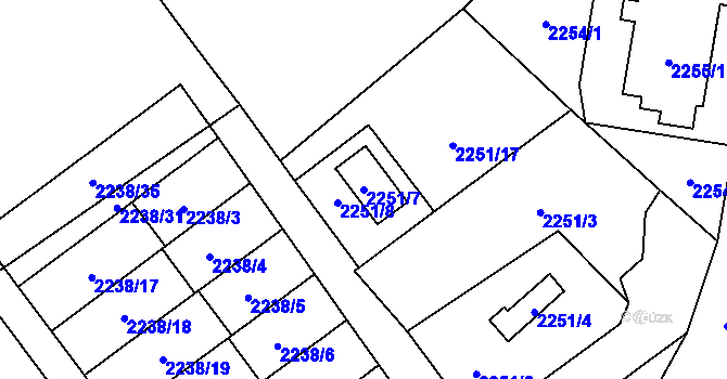 Parcela st. 2251/7 v KÚ Raspenava, Katastrální mapa
