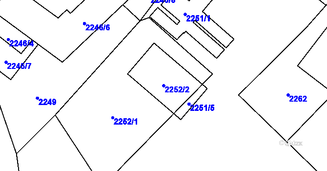 Parcela st. 2252/2 v KÚ Raspenava, Katastrální mapa