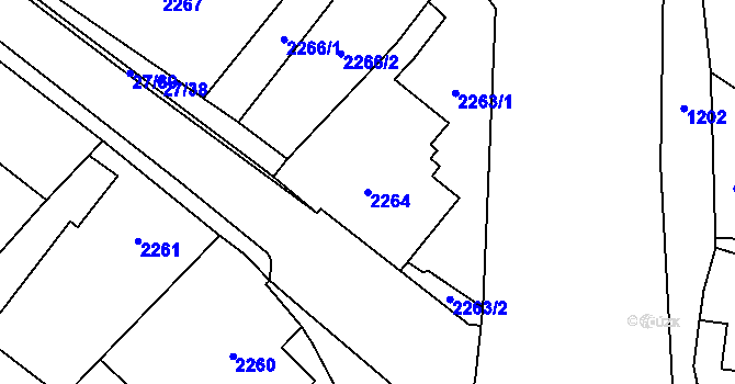 Parcela st. 2264 v KÚ Raspenava, Katastrální mapa