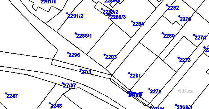 Parcela st. 2283 v KÚ Raspenava, Katastrální mapa