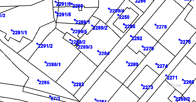 Parcela st. 2284 v KÚ Raspenava, Katastrální mapa