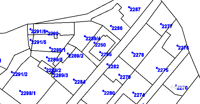 Parcela st. 2285 v KÚ Raspenava, Katastrální mapa