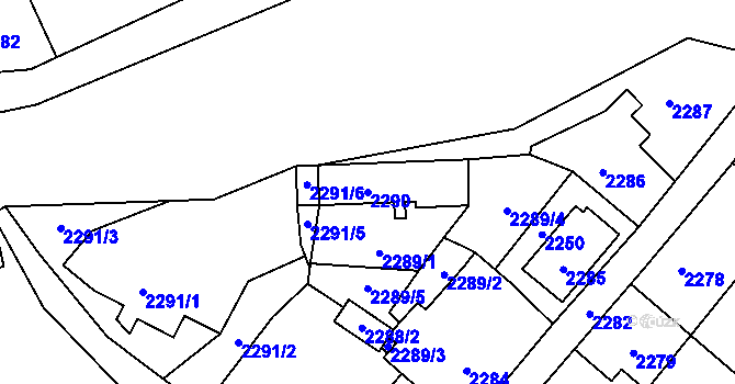 Parcela st. 2290 v KÚ Raspenava, Katastrální mapa