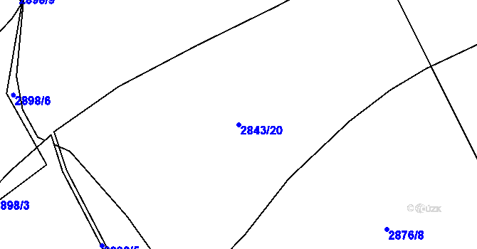 Parcela st. 2843/20 v KÚ Raspenava, Katastrální mapa