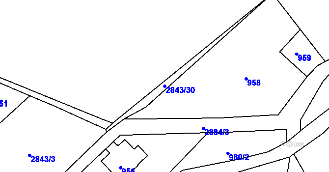 Parcela st. 2843/30 v KÚ Raspenava, Katastrální mapa