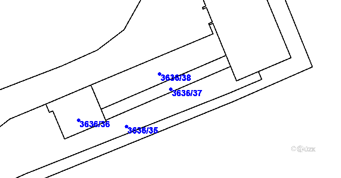 Parcela st. 3636/37 v KÚ Raspenava, Katastrální mapa