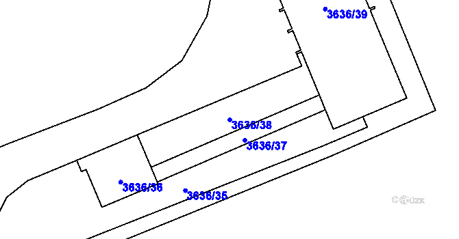 Parcela st. 3636/38 v KÚ Raspenava, Katastrální mapa