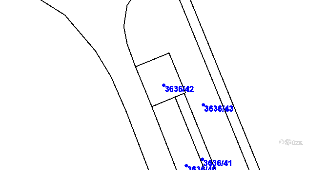 Parcela st. 3636/42 v KÚ Raspenava, Katastrální mapa