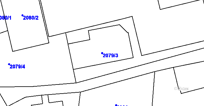 Parcela st. 2079/3 v KÚ Raspenava, Katastrální mapa