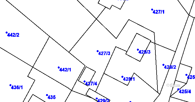 Parcela st. 427/3 v KÚ Raspenava, Katastrální mapa