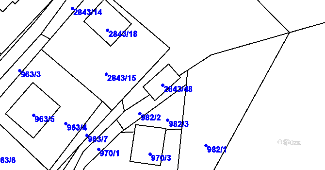 Parcela st. 2843/48 v KÚ Raspenava, Katastrální mapa