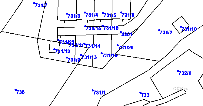 Parcela st. 731/19 v KÚ Raspenava, Katastrální mapa