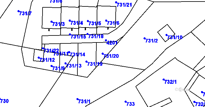 Parcela st. 731/20 v KÚ Raspenava, Katastrální mapa