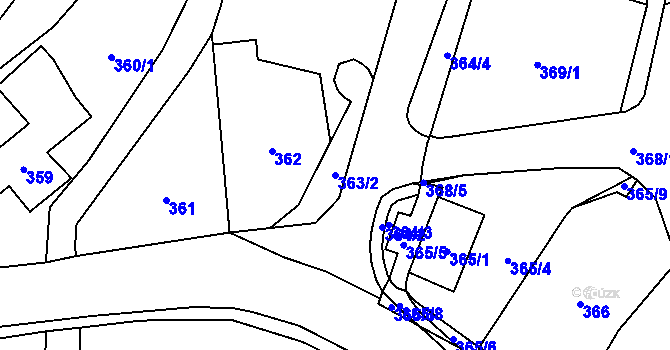 Parcela st. 363/2 v KÚ Raspenava, Katastrální mapa