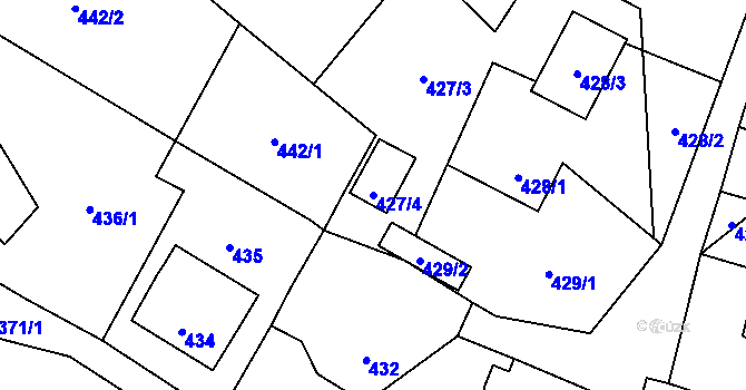 Parcela st. 427/4 v KÚ Raspenava, Katastrální mapa