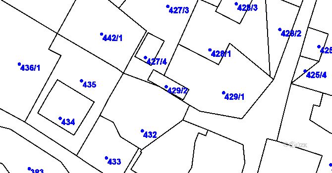 Parcela st. 429/2 v KÚ Raspenava, Katastrální mapa