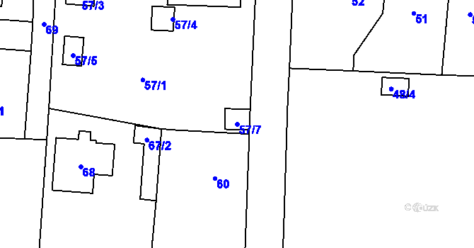Parcela st. 57/7 v KÚ Raspenava, Katastrální mapa