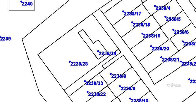Parcela st. 2238/34 v KÚ Raspenava, Katastrální mapa