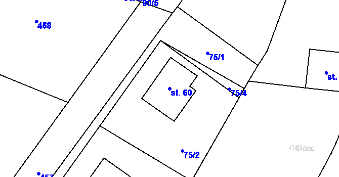 Parcela st. 60 v KÚ Rašín, Katastrální mapa