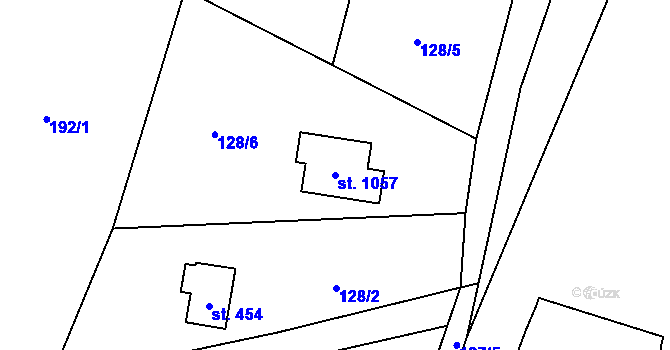 Parcela st. 1057 v KÚ Raškovice, Katastrální mapa