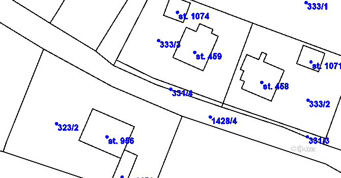 Parcela st. 331/4 v KÚ Raškovice, Katastrální mapa
