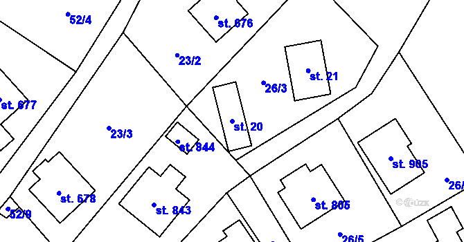 Parcela st. 20 v KÚ Raškovice, Katastrální mapa