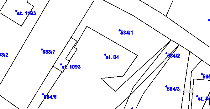 Parcela st. 84 v KÚ Raškovice, Katastrální mapa