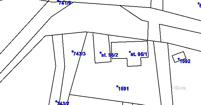 Parcela st. 95/2 v KÚ Raškovice, Katastrální mapa
