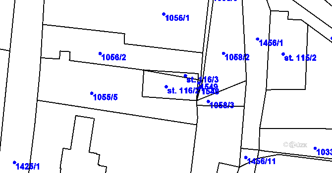 Parcela st. 116/2 v KÚ Raškovice, Katastrální mapa