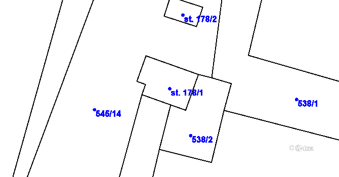 Parcela st. 178/1 v KÚ Raškovice, Katastrální mapa